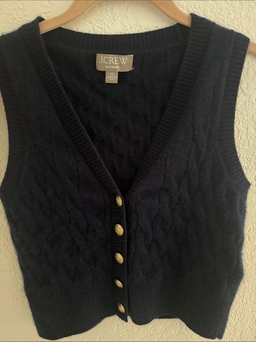 J. Crew Navy Cashmere Button Vest